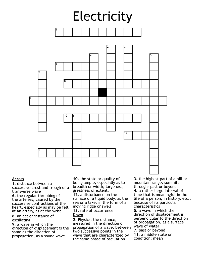 Electricity Crossword