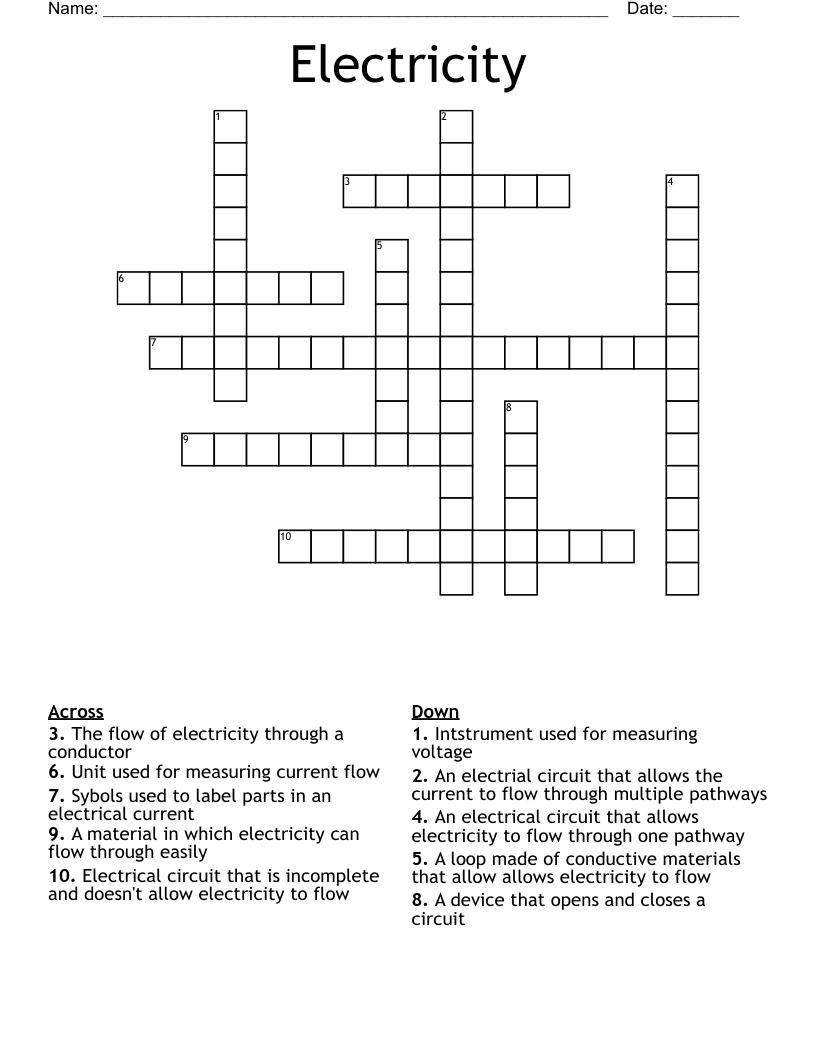 Electricity Crossword