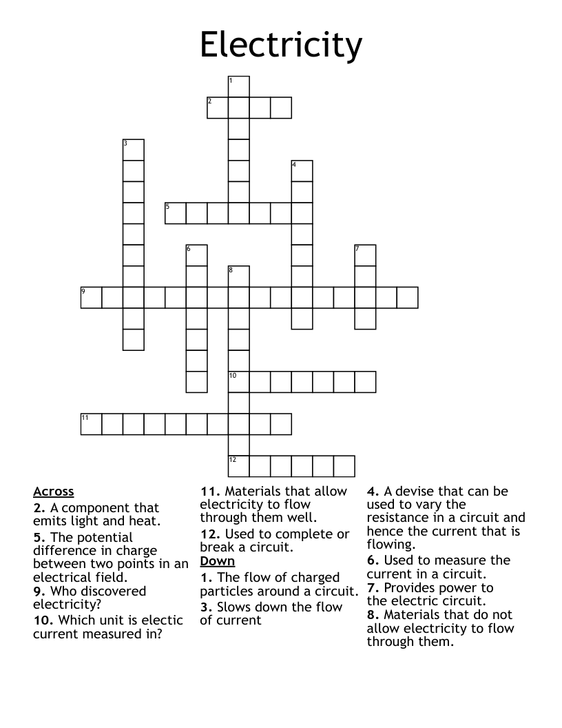 Electricity Crossword