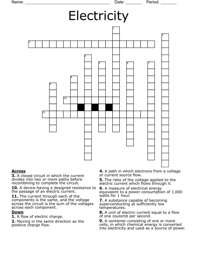 Electricity Crossword