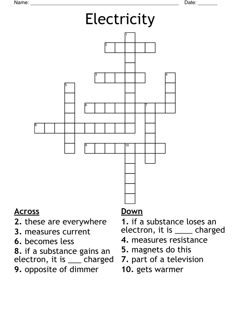 Electricity Crossword