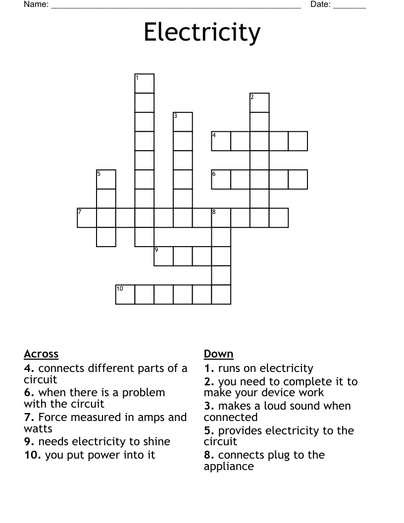 Electricity Crossword