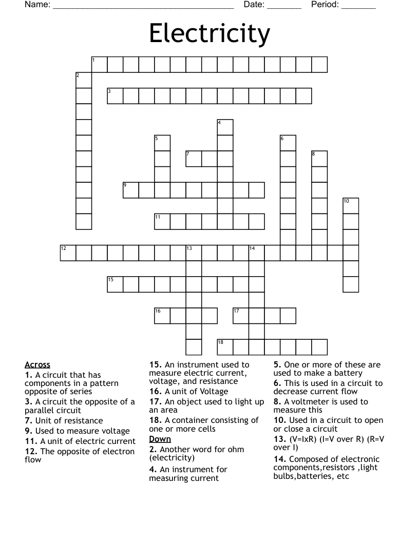 Electricity Crossword