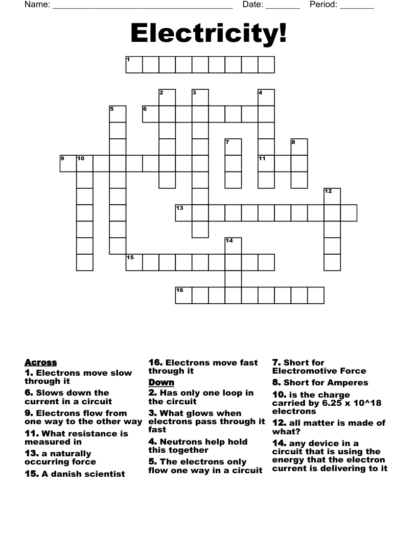 Electricity! Crossword