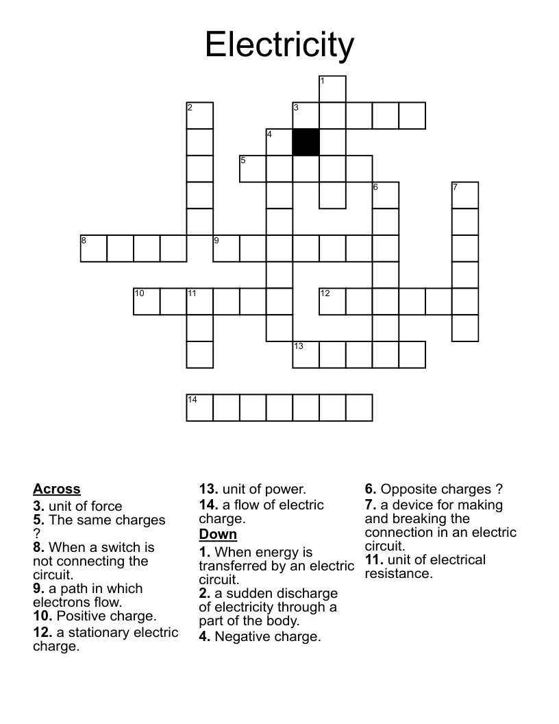 Electricity Crossword