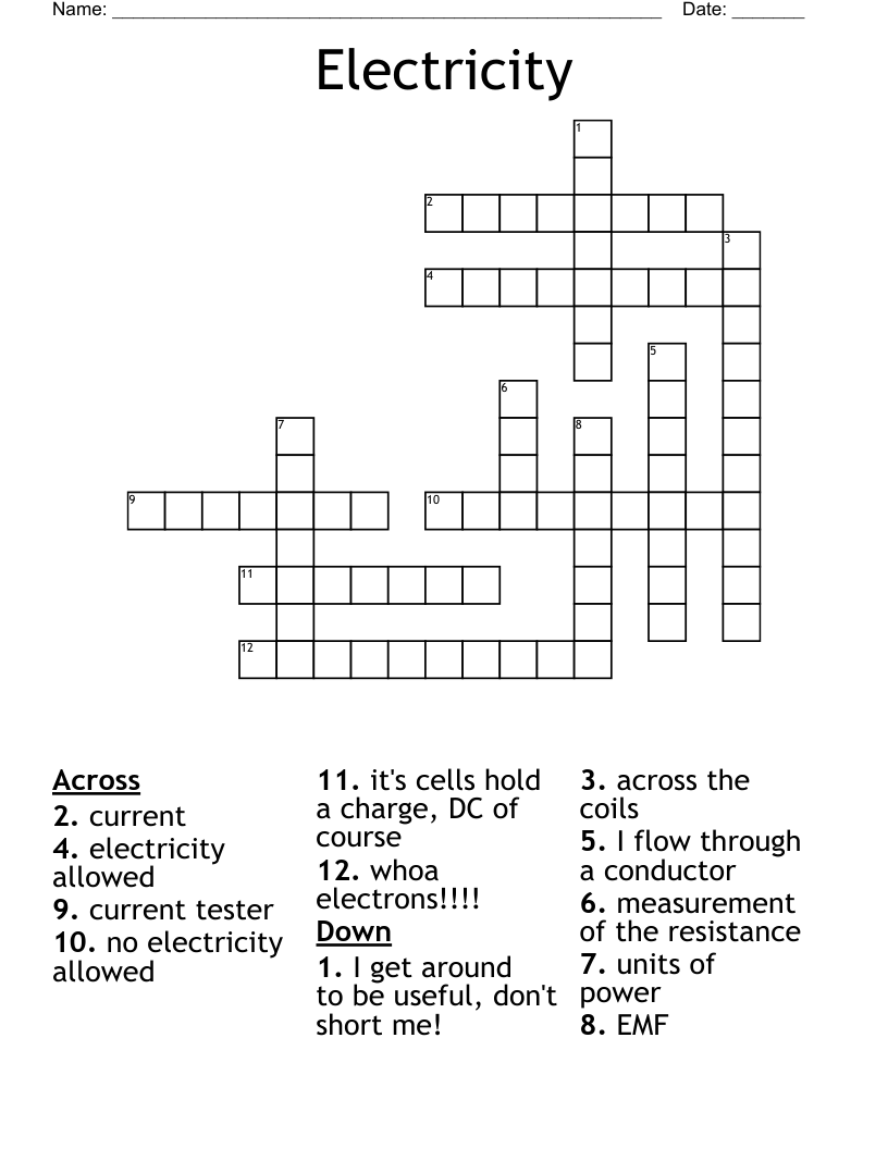 Electricity Crossword