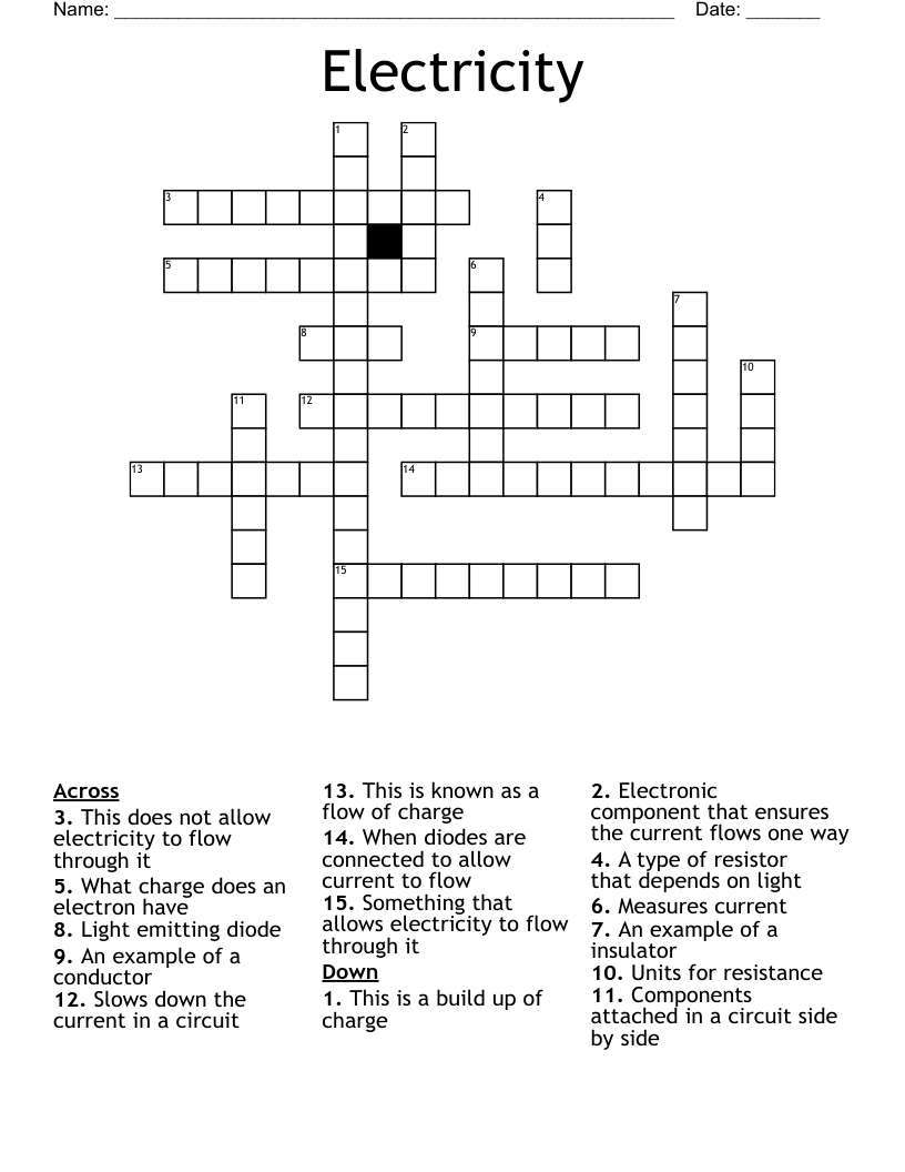 Electricity Crossword