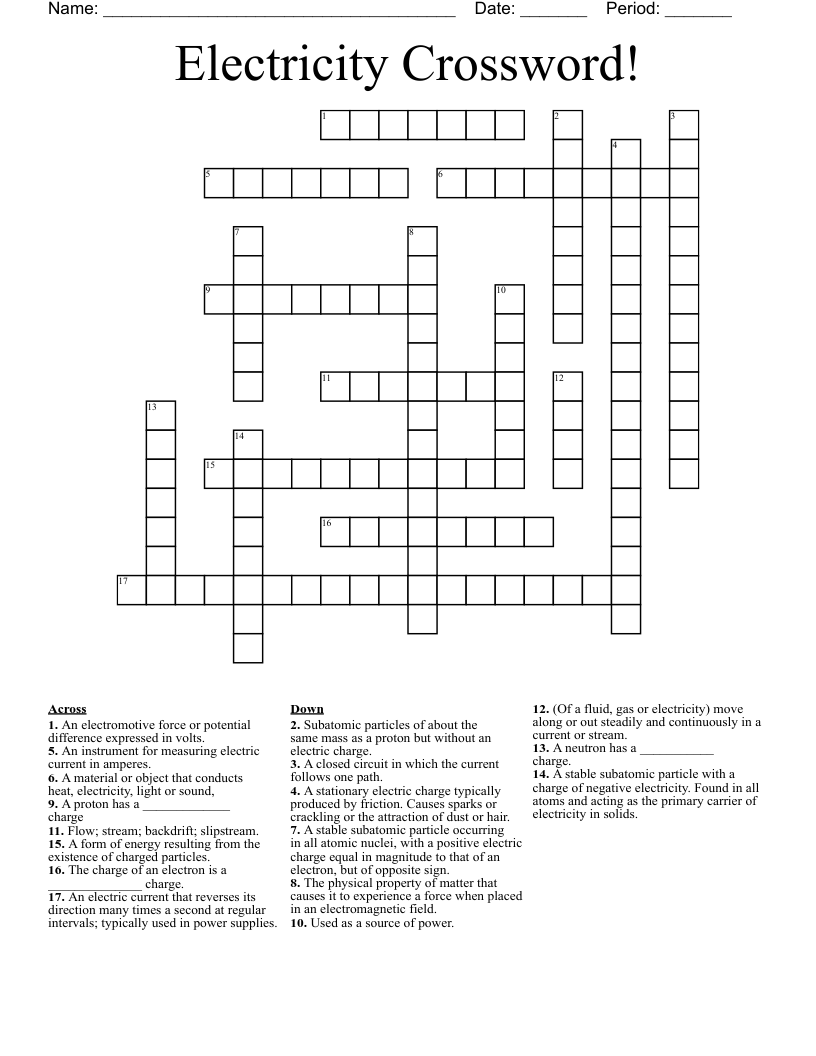 Electricity Crossword!