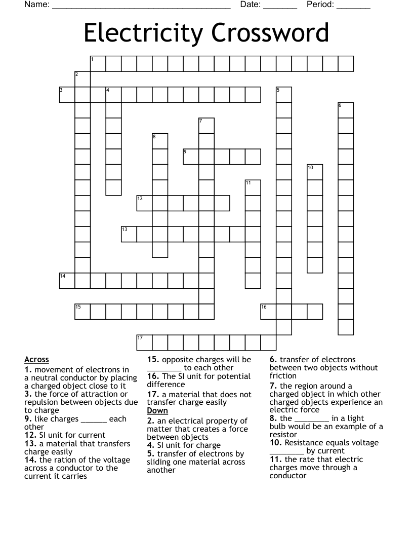 Electricity Crossword