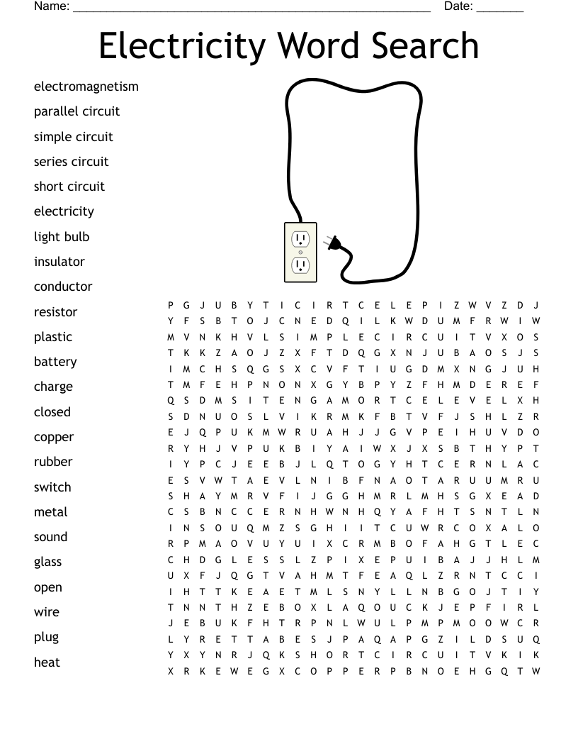 Electricity Word Search