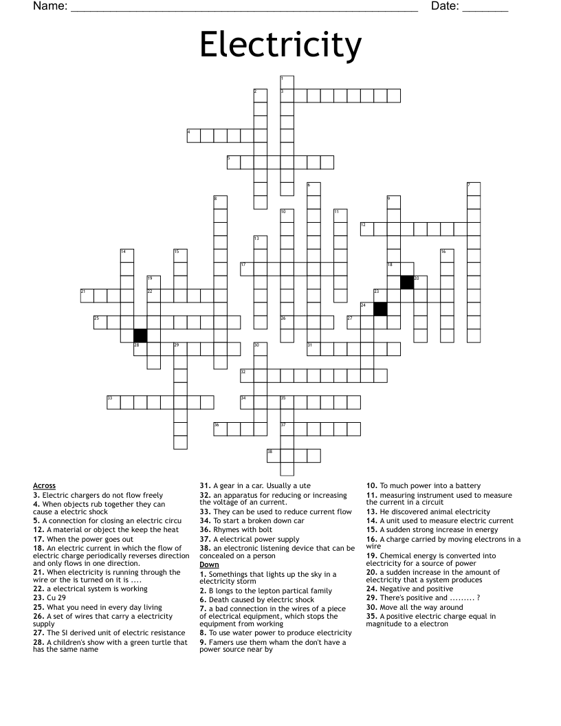 Electricity  Crossword
