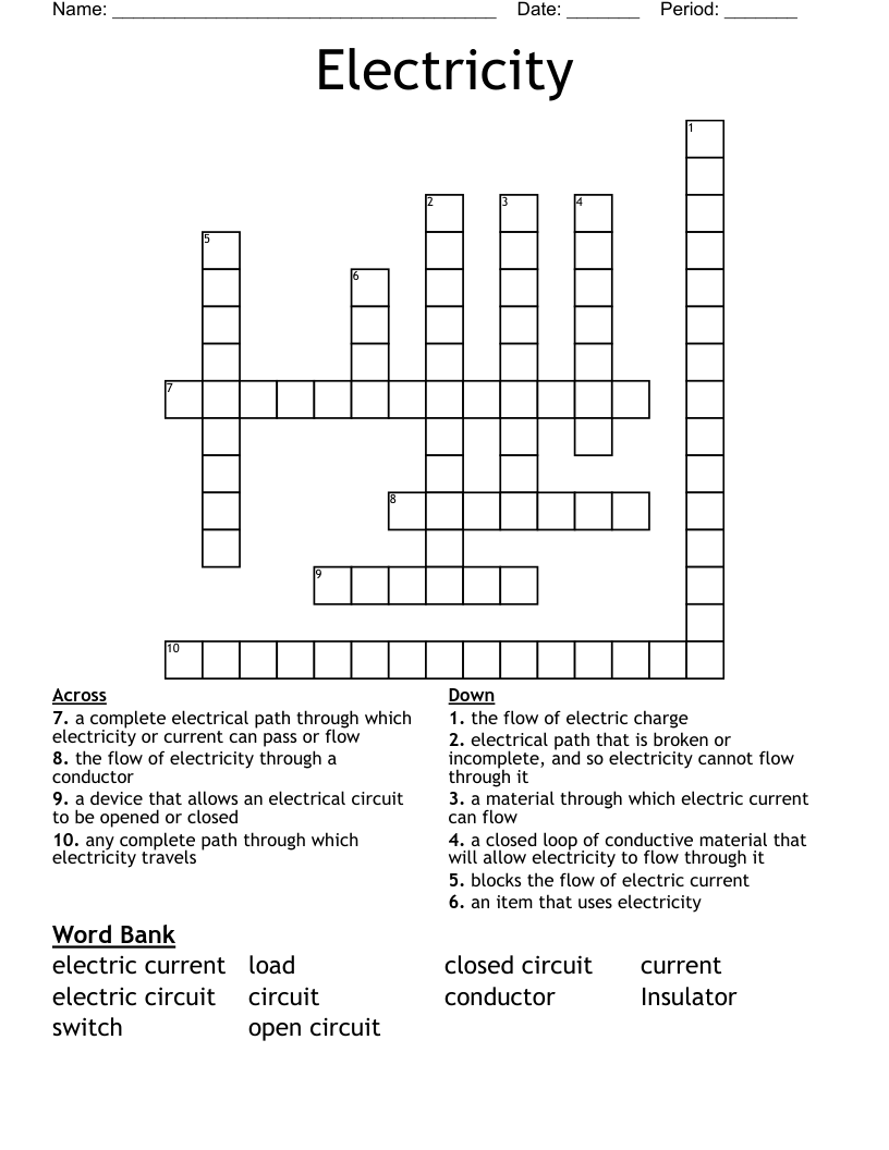 Electricity  Crossword
