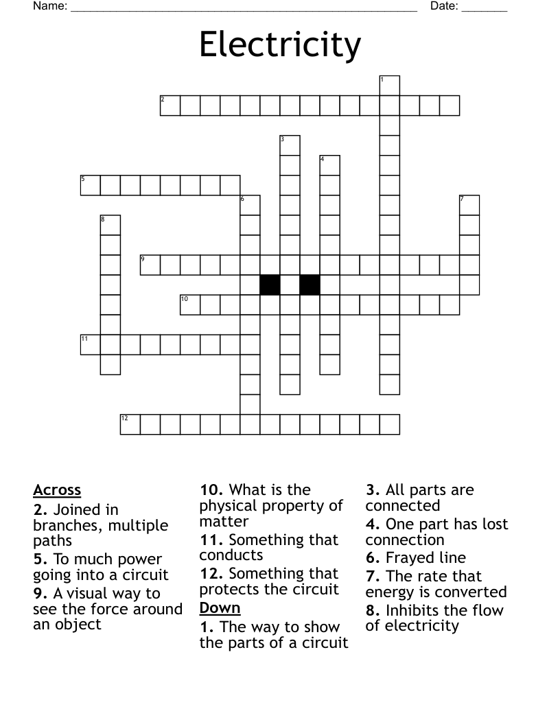 Electricity  Crossword