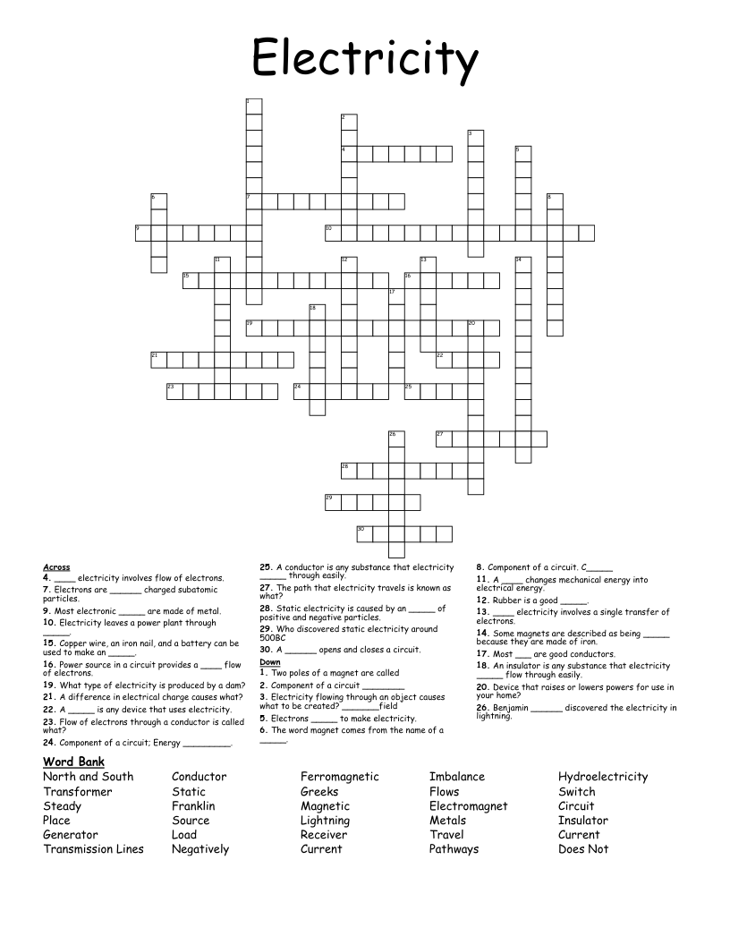 Electricity  Crossword