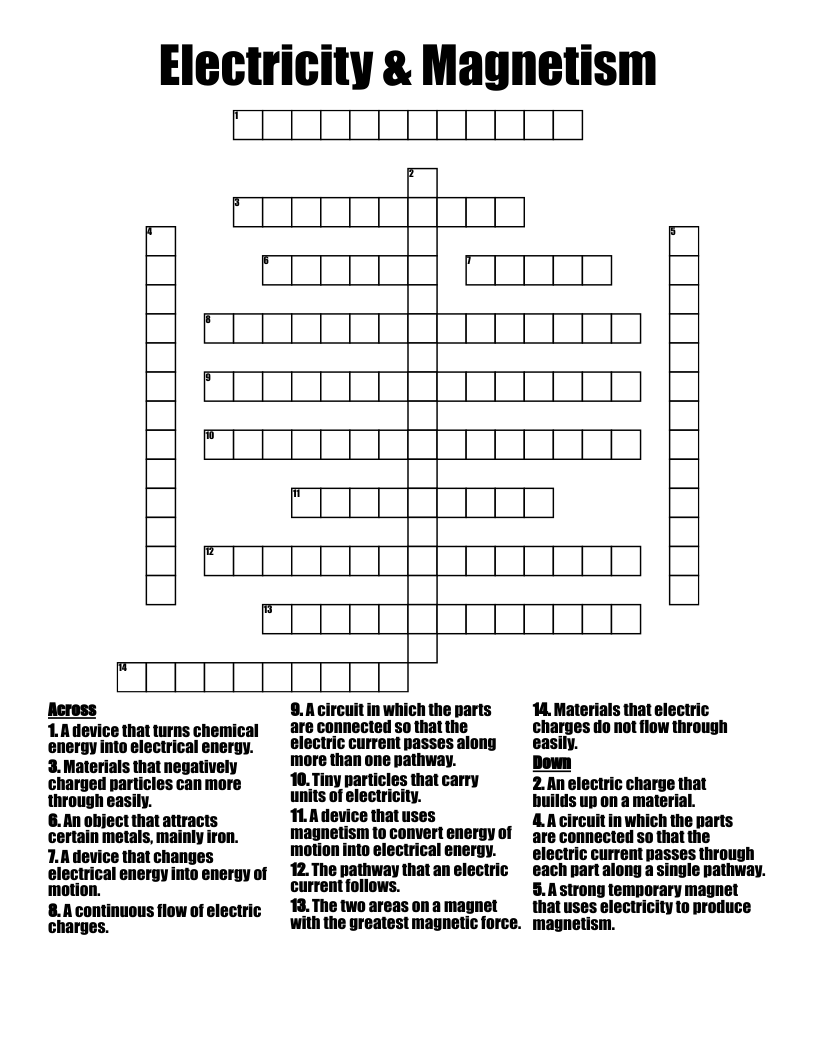 Electricity & Magnetism Crossword