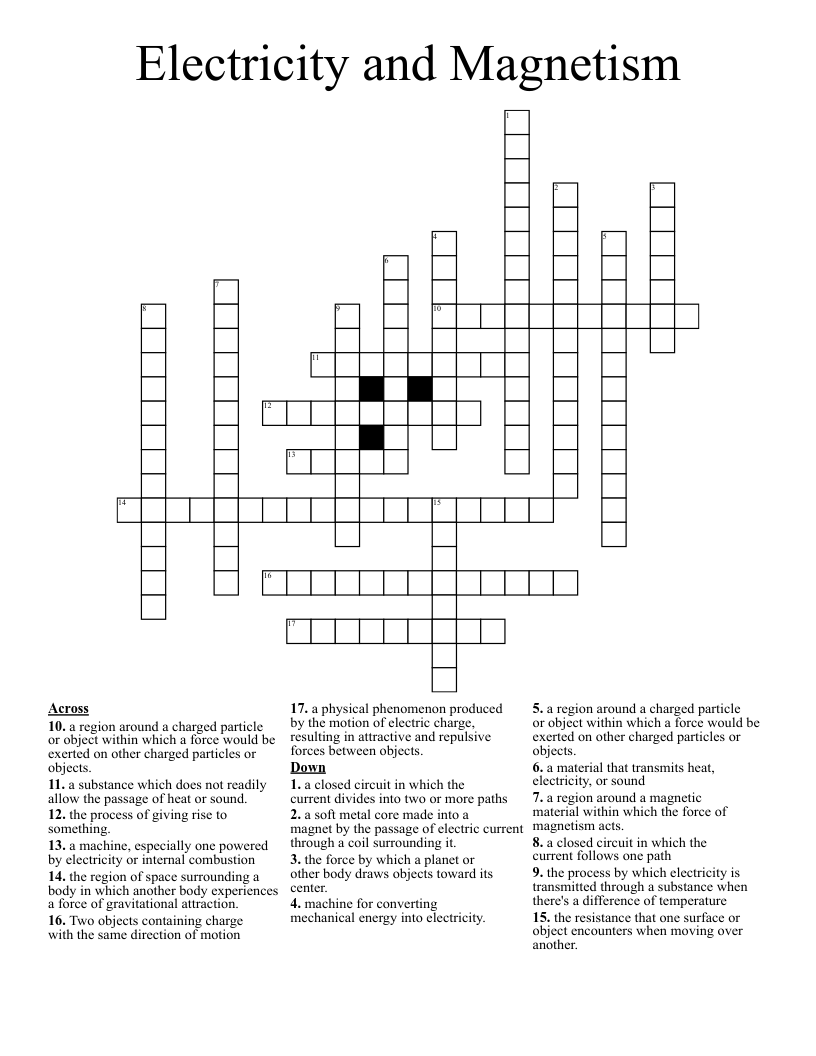 Electricity and Magnetism Crossword