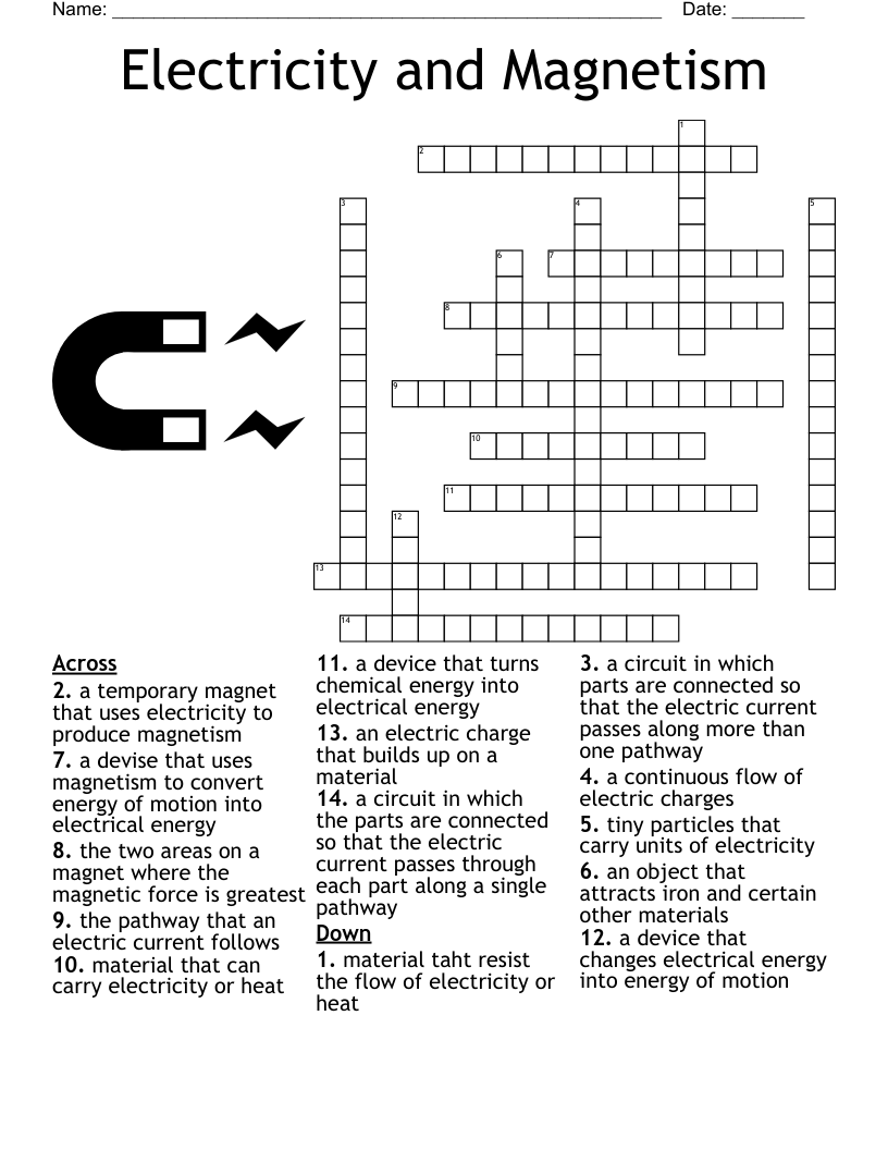 Electricity and Magnetism Crossword