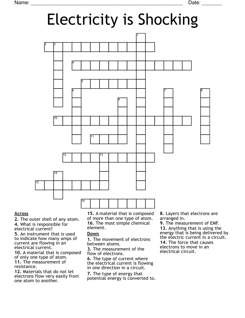 Electricity is Shocking Crossword
