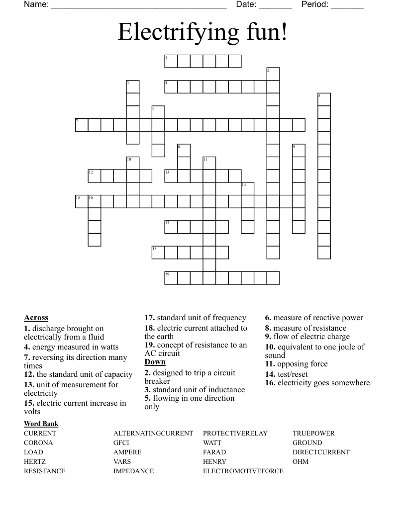 Electrifying fun! Crossword