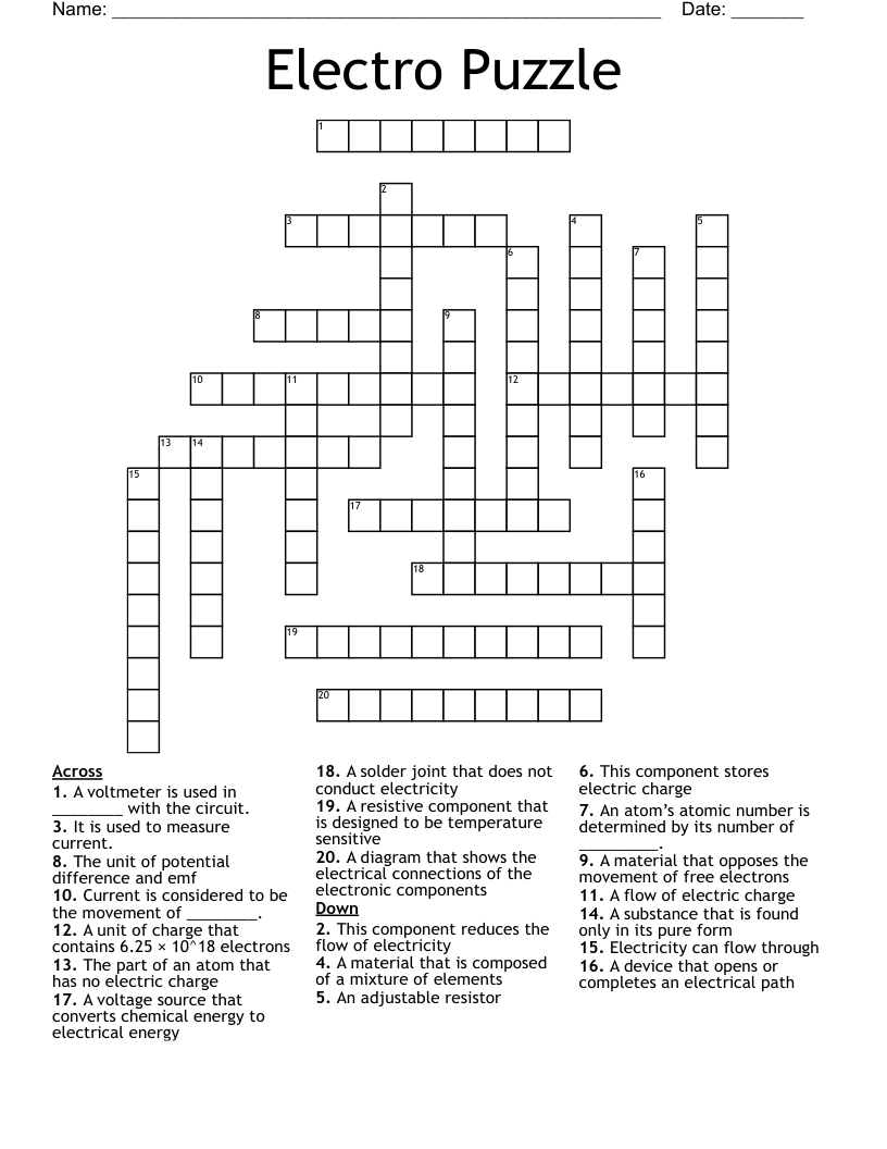 Electro Puzzle Crossword