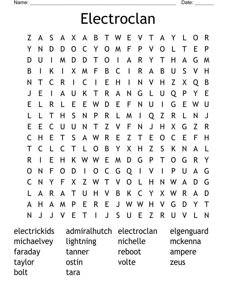 Electroclan Word Search