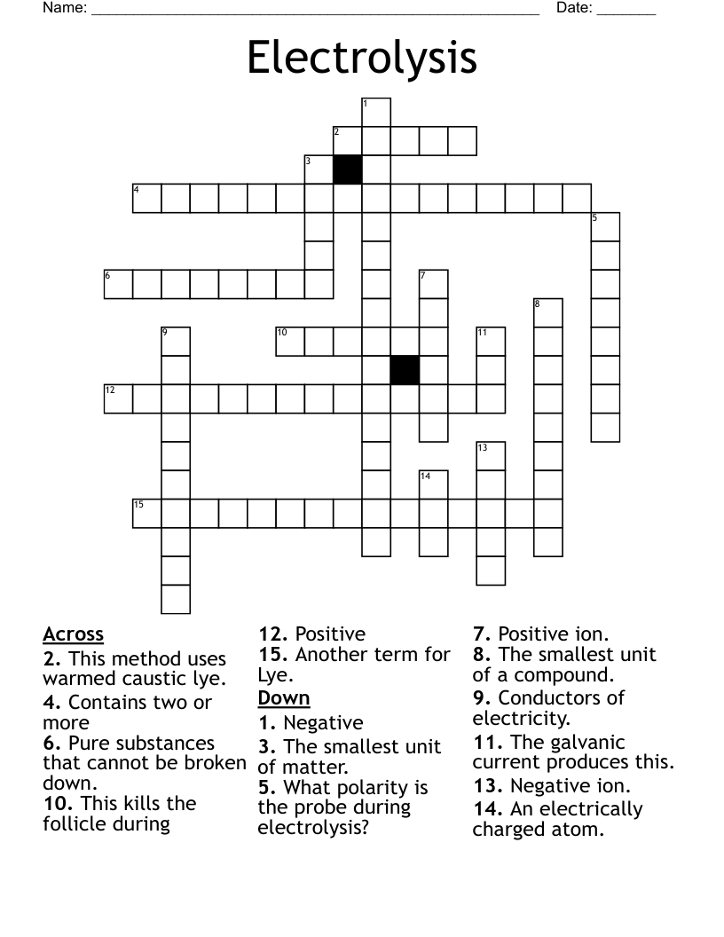 Electrolysis Crossword