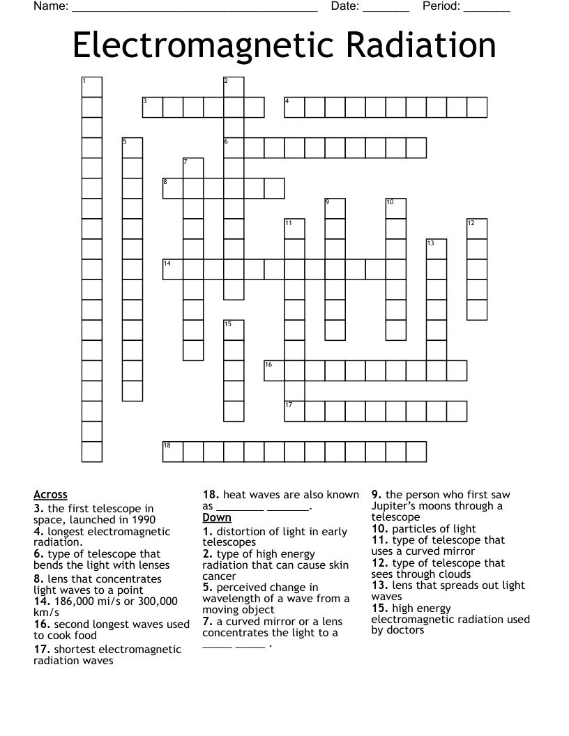 Electromagnetic Radiation Crossword