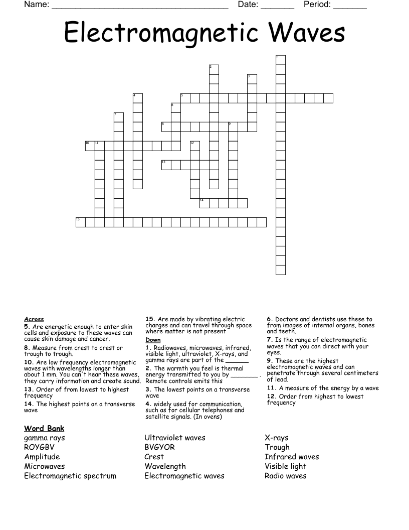 Electromagnetic Waves Crossword