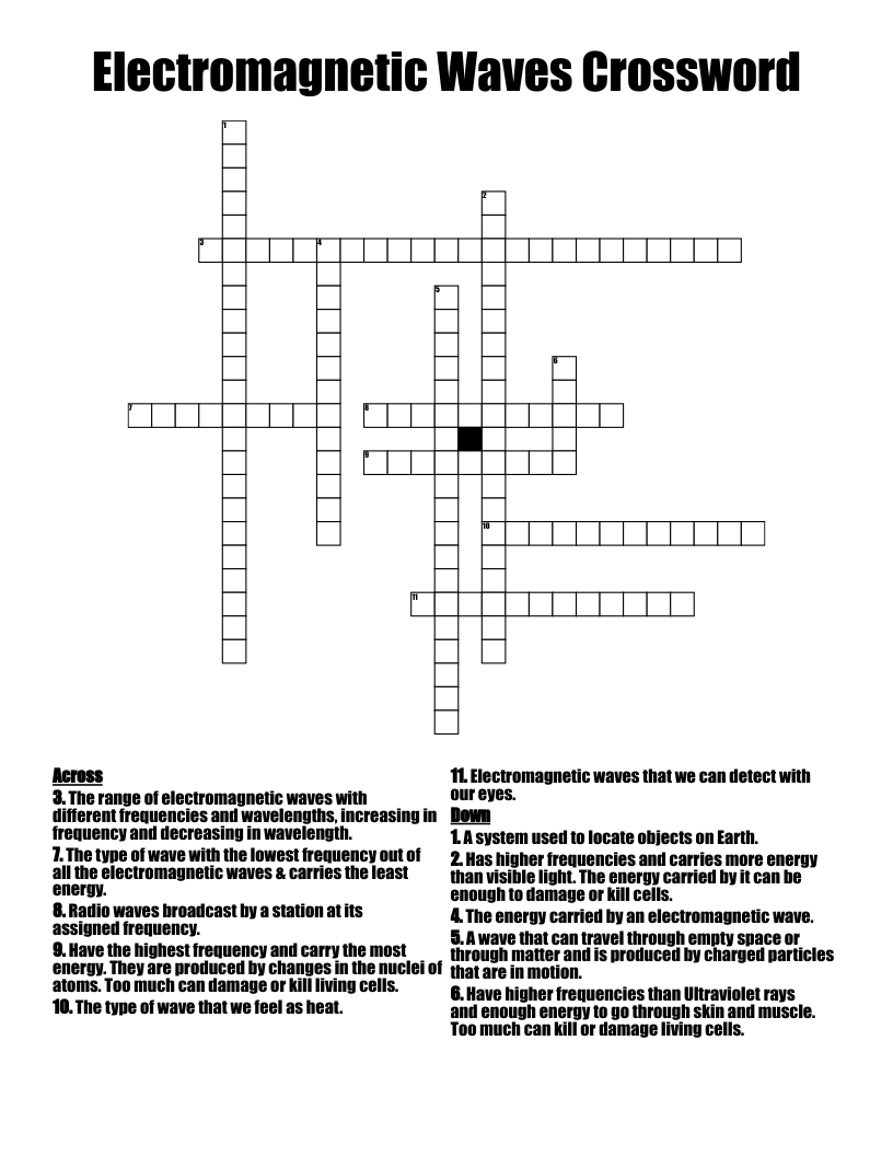 Electromagnetic Waves Crossword