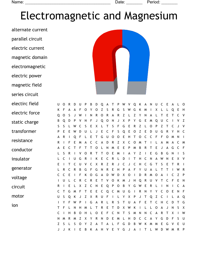 Electromagnetic and Magnesium Word Search