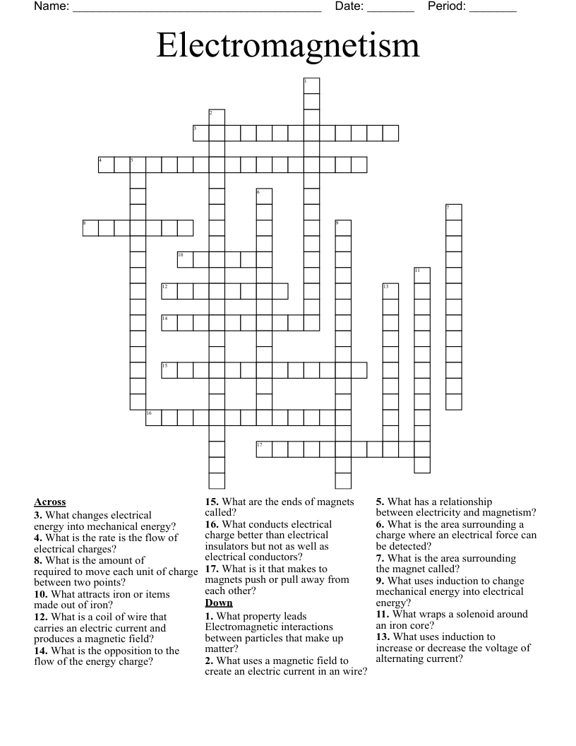 Electromagnetism Crossword