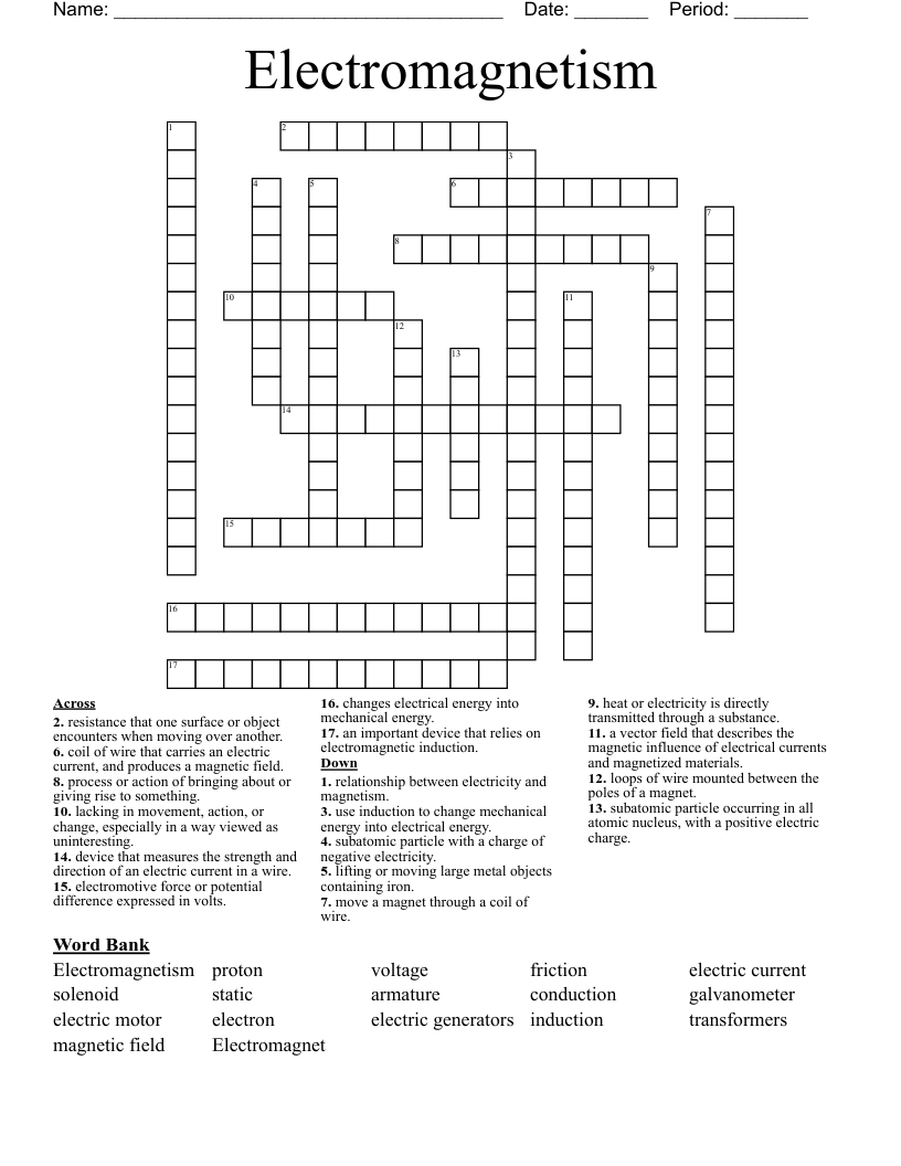 Electromagnetism Crossword