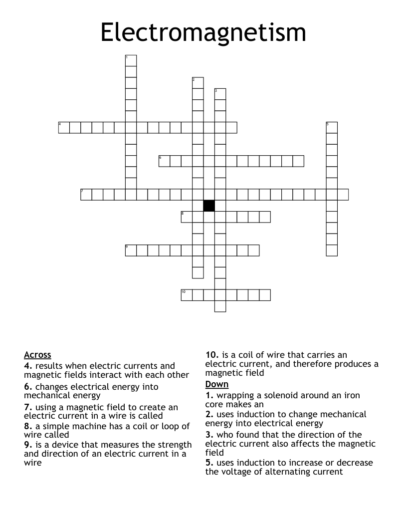 Electromagnetism Crossword