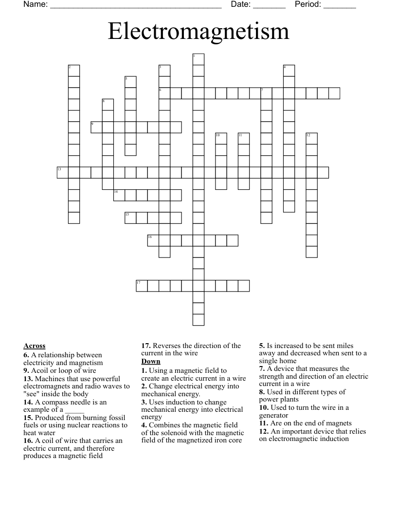 Electromagnetism  Crossword