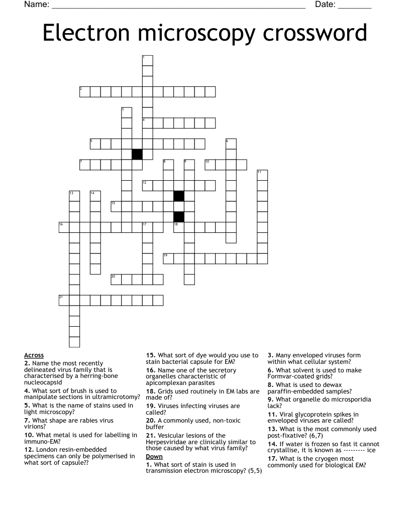 Electron microscopy crossword