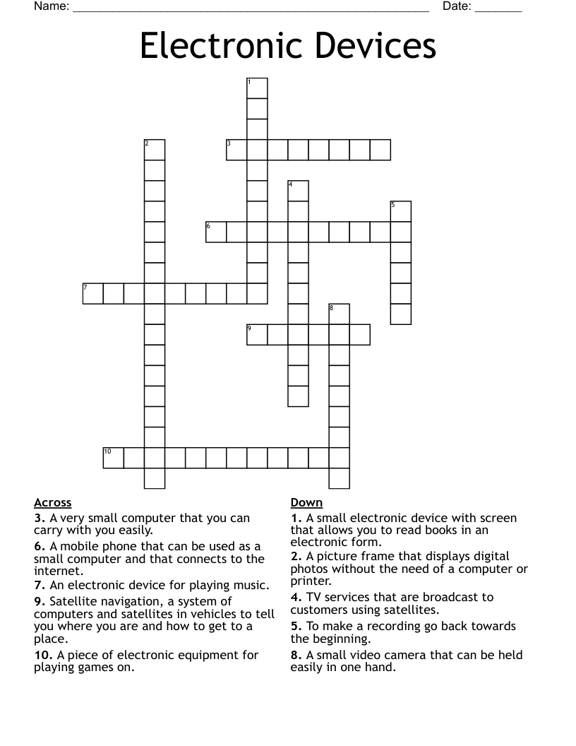 Electronic Devices Crossword