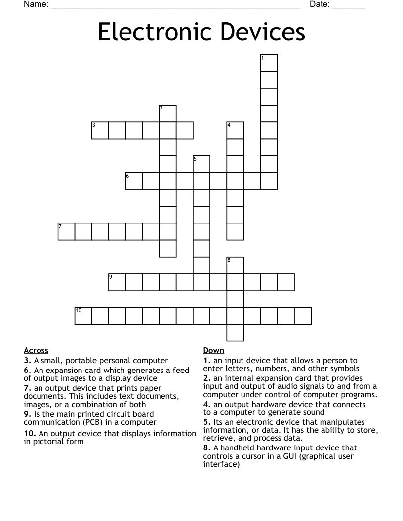 Electronic Devices Crossword