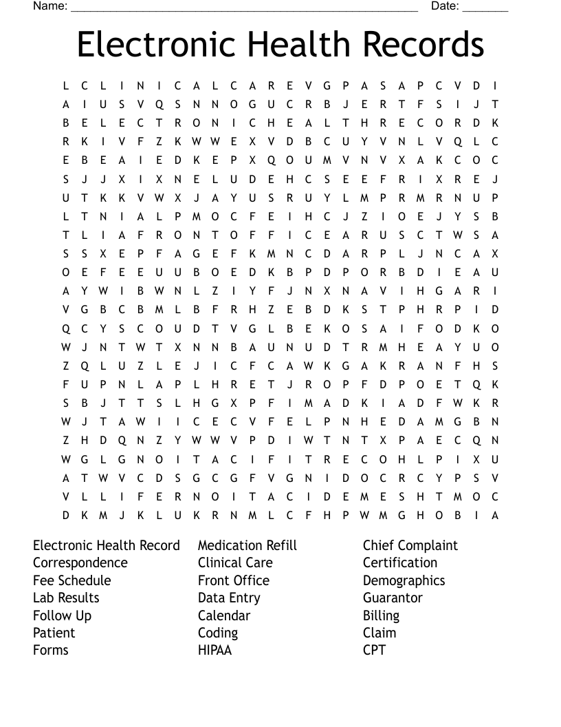 Electronic Health Records Word Search