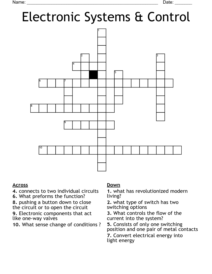 Electronic Systems & Control Crossword