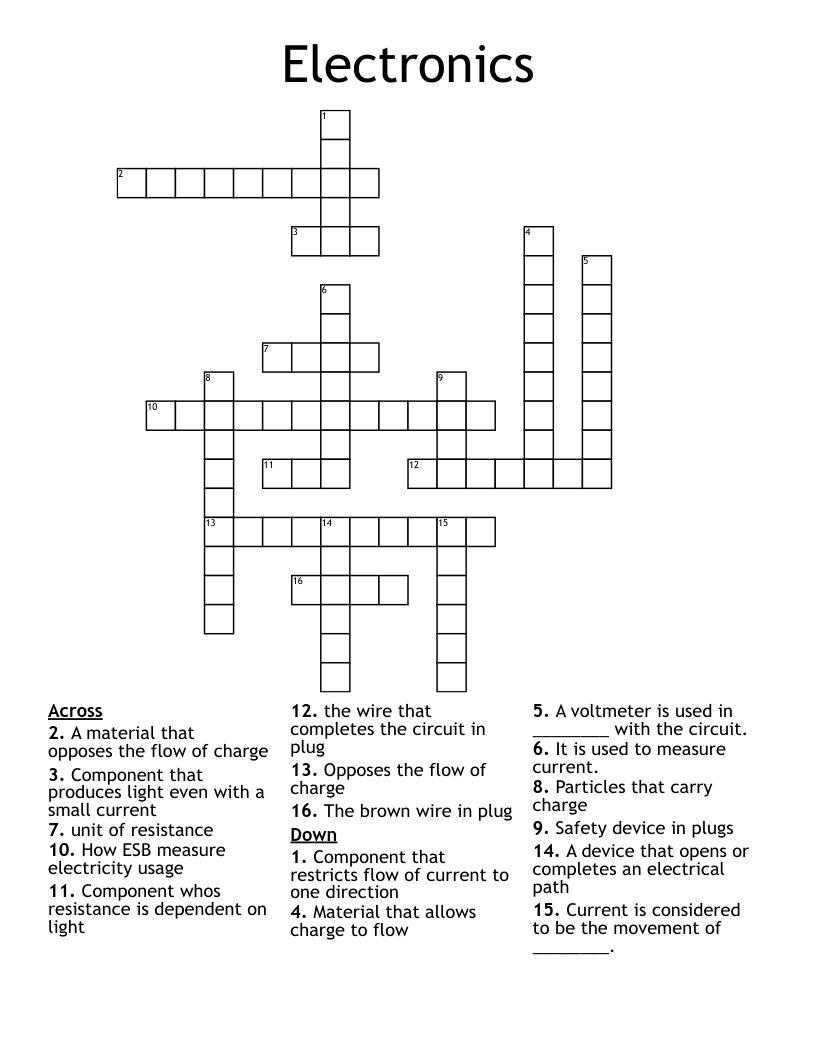 Electronics Crossword