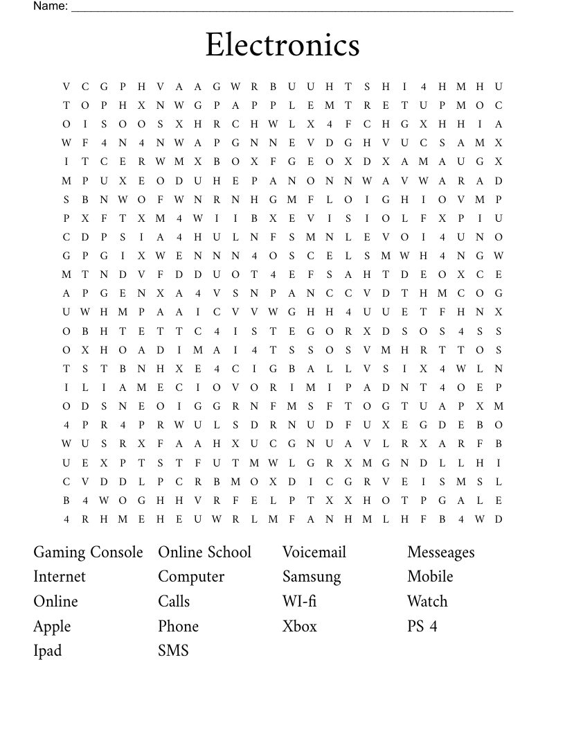 Electronics Word Search