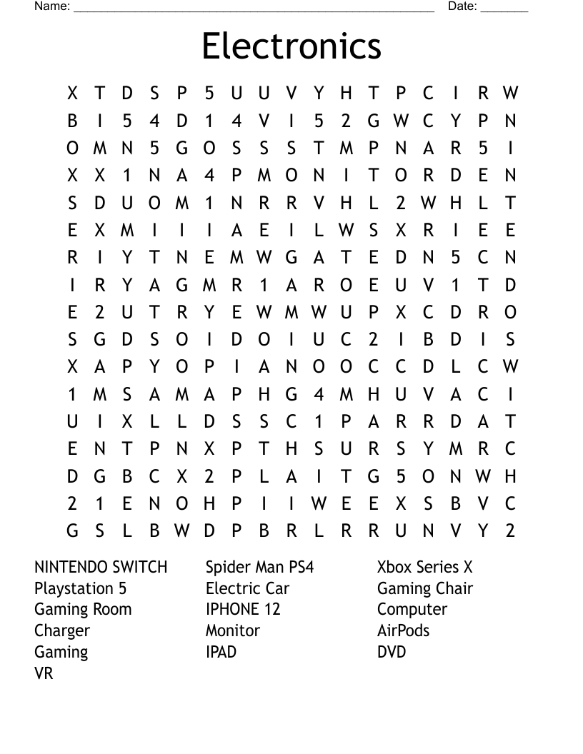 Electronics  Word Search