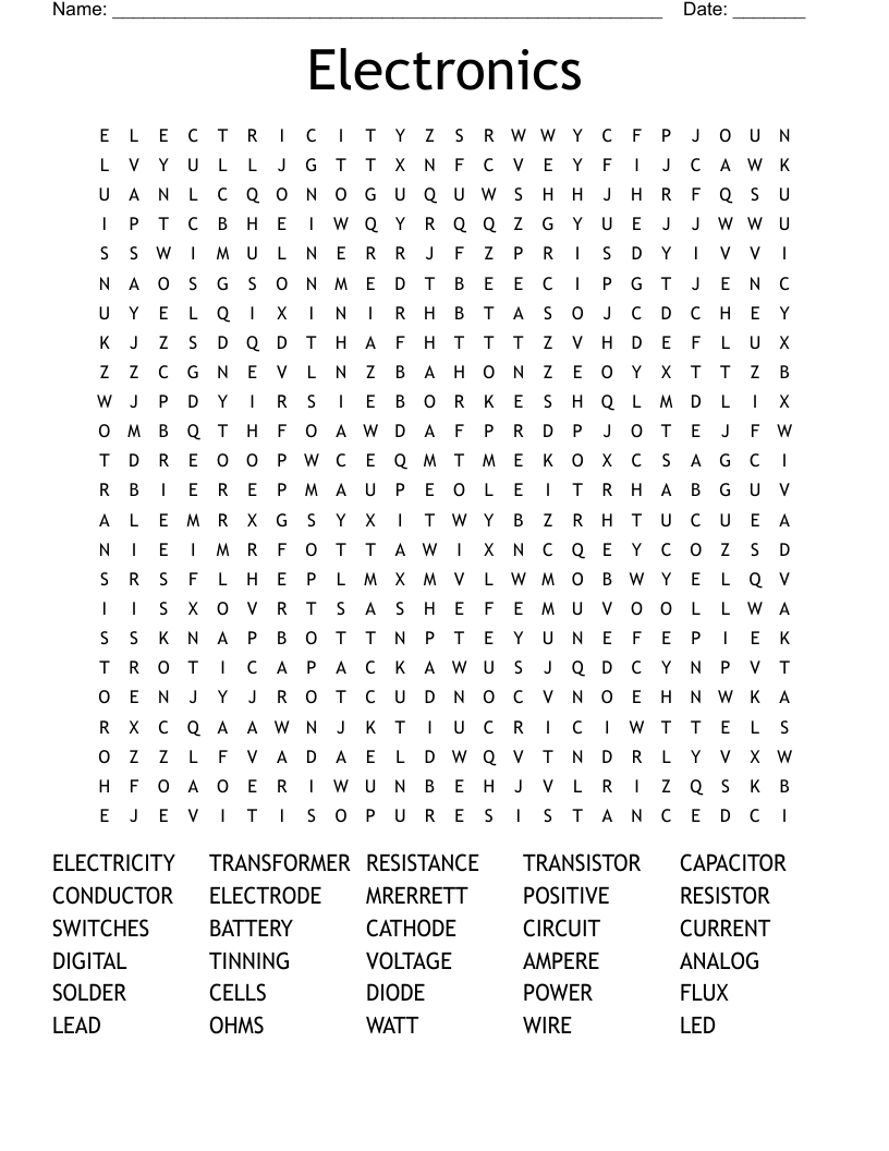 Electronics  Word Search