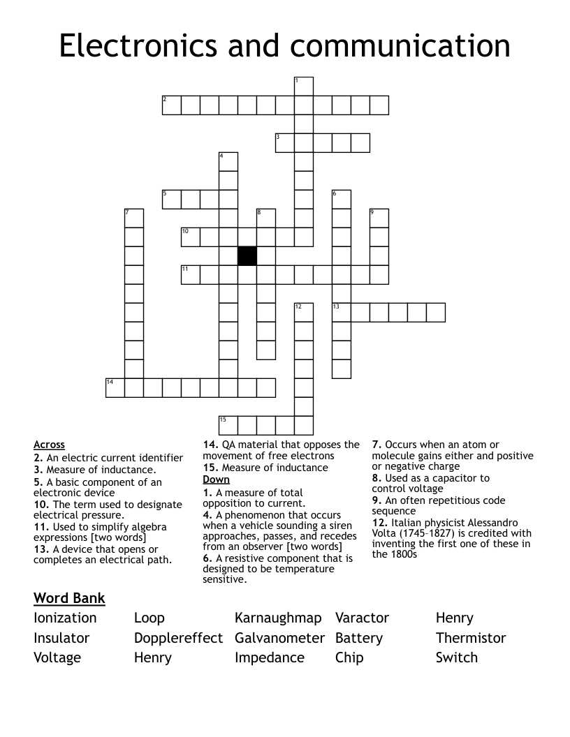Electronics and communication Crossword