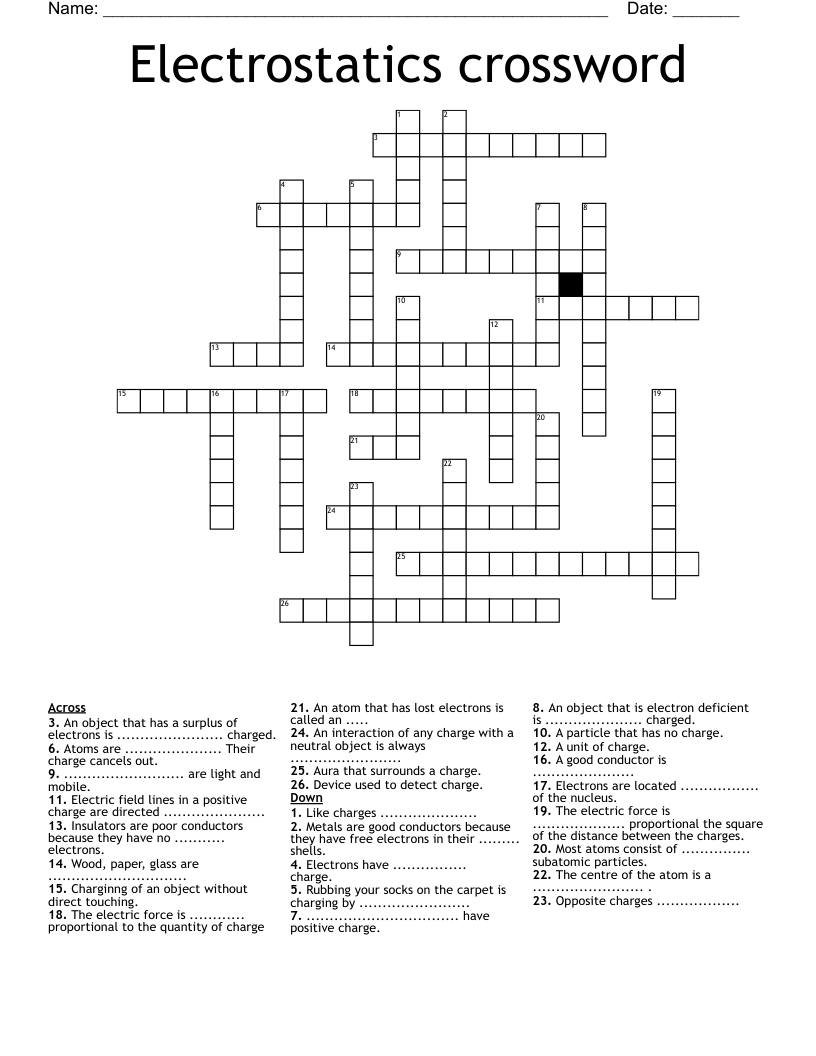 Electrostatics crossword