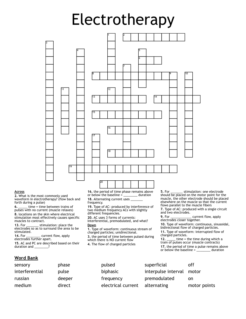 Electrotherapy Crossword