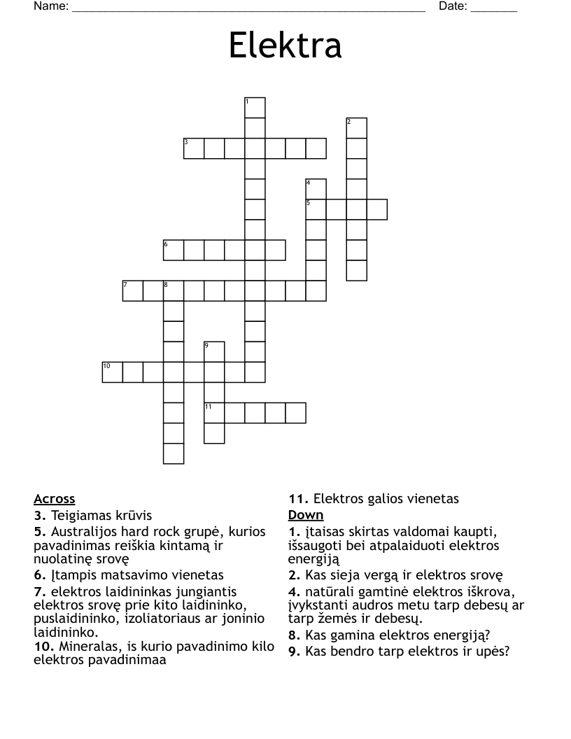 Elektra Crossword