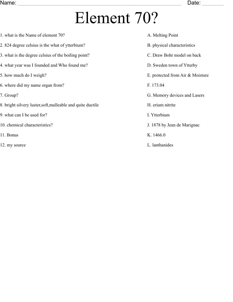 Element 70? Worksheet