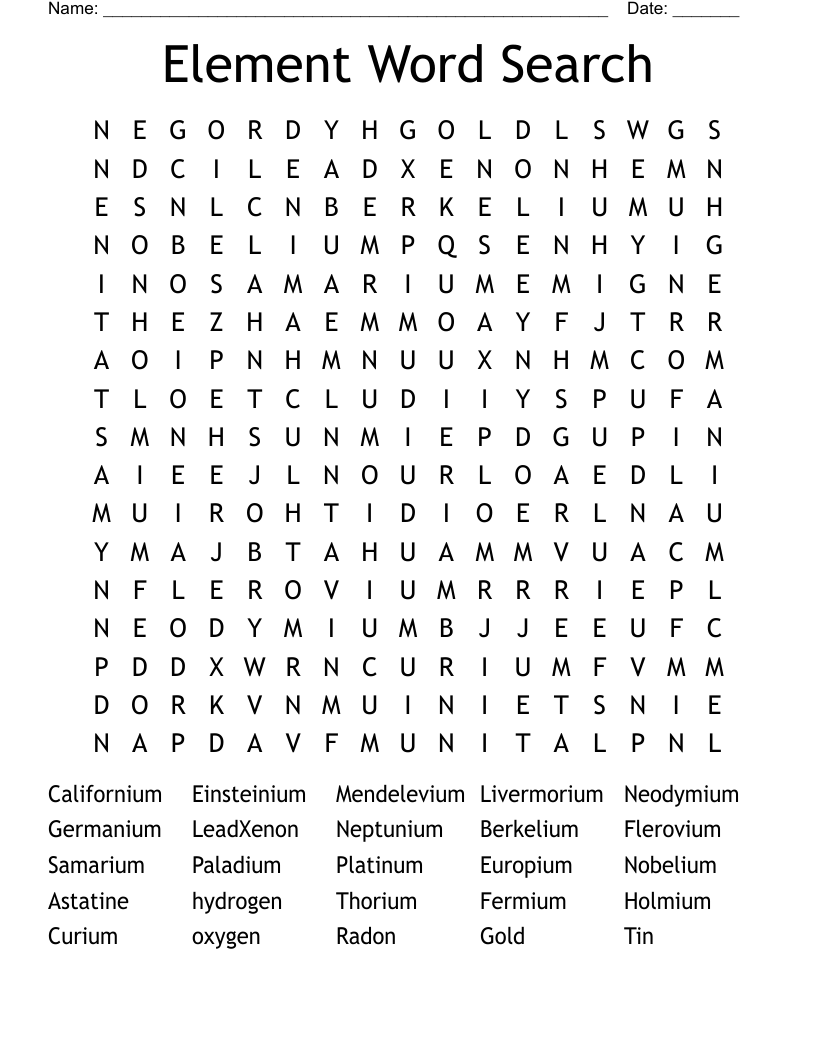 Element Word Search