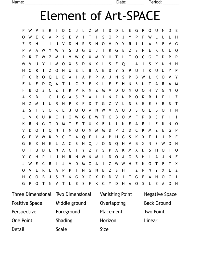 Element of Art-SPACE Word Search